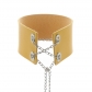 Sweet and cool metal chain strap neck decorative PU leather collar cute punk hot girl Harajuku style neckline