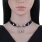 Fashion personality Sweet and hot girl leather neck ring neck chain Light luxury bell collar neck with rain drops fresh collarbone chain