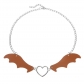 Retro animal bat wings vampire leather love necklace necklace Halloween jewelry neck with collarbone chain