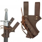 During the European Viking period, shield -shaped medieval battle knight knight sword set of scabbard explosion models