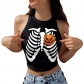 2024 Halloween clothing new summer European and American skeleton skull digital printing fashion short vest tops