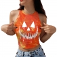 2024 Halloween clothing new summer European and American skeleton skull digital printing fashion short vest tops