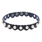 Personalized imitation pearl rivet leather heart necklace trendy cool stainless steel snap neck strap clavicle necklace