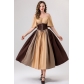 European and American medieval retro palace contrast color stitching flying sleeves tie waist large swing skirt masquerade performance costume