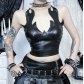 Dark flame leather tube top vest 2025 new gothic style sexy shaping suspender top for women
