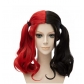 Movie Wig Suicide Squad Harley Quinn Cosplay Wig Double Braid Gradient Red and Blue