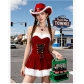 A sexy red fluffy Christmas dress, a red denim hat, and a Santa Claus costume.