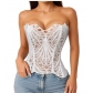 Mesh breathable hollow irregular lace corset bustier women's fashion outerwear fishbone top