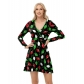 New European and American style sexy dress, Christmas dress, digital print V-neck autumn long-sleeved dress for women.