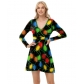 New European and American style sexy dress, Christmas dress, digital print V-neck autumn long-sleeved dress for women.