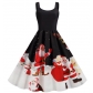 Christmas Women's Sexy Vest Printed Hepburn Style Retro Full Skirt
