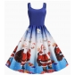 Christmas Women's Sexy Vest Printed Hepburn Style Retro Full Skirt