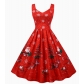 Christmas Women's Sexy Vest Printed Hepburn Style Retro Full Skirt