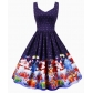 Christmas Women's Sexy Vest Printed Hepburn Style Retro Full Skirt