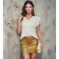 New European and American style sexy V-neck ruffled sleeve sequined top for women, short sleeve T-shirt