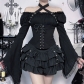 Dark-themed high-waisted tie-up cake skirt, 2025 new gothic style, Y2K, Asian girl black mini skirt