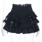 Dark-themed high-waisted tie-up cake skirt, 2025 new gothic style, Y2K, Asian girl black mini skirt