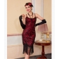 Sequined tassel halter dress, 1920s retro Gatsby ball party evening gown.