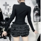 Dark-themed knight lolita top, 2025 new gothic style slim-fit sexy hot girl T-shirt