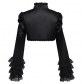 Short-sleeved cardigan with unique lace trim, dark court style, high neck, long sleeves, performance costume