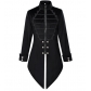 Medieval retro stand-up collar swallowtail coat, European and American style gothic top with dark pattern, Halloween vampire theme.