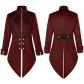 Medieval retro stand-up collar swallowtail coat, European and American style gothic top with dark pattern, Halloween vampire theme.