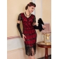 European and American popular plus size 1920 retro sequined dress with hand-beaded tassels, Gatsby dress