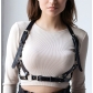 New punk style suspender top with fashionable leather clothing, body chain leather belt, cool and sexy suspender belt