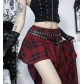 Dark-themed irregular plaid midi skirt, 2025 new gothic style, sexy and versatile.