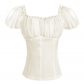 2025 New European and American Women's Pleated Shirt Medieval Clothing Off-shoulder Shirt