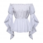 New Spring/Summer Women's Renaissance Shirts Ruffle Sleeve Off-The-Shoulder Ruffle Shirt Country Tops