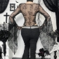 Gothic dark style lace trumpet sleeve jumpsuit 2025 new sexy slim blouse for women