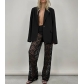 European and American style summer hot selling new products sexy versatile lace see-through high waist stitching long straight pants women's pants