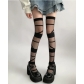 Gothic punk bandage stockings hot girl cross striped black ripped stockings bottoming pantyhose