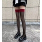 Thin contrasting stockings over the knee socks female sexy red edge black stockings transparent color matching sexy black stockings