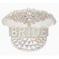 European and American party rhinestone bride hat white sequin wide brim hat letter bride party hat holiday big cap