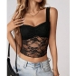 European and American 2025 summer new lace see-through hot girl low-cut sweet girl street wear vest top