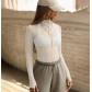 Hot European and American sexy hot girl mesh see-through long sleeves slim fit half turtleneck long sleeves women's tops