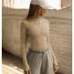 Hot European and American sexy hot girl mesh see-through long sleeves slim fit half turtleneck long sleeves women's tops