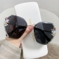 Diamond-studded sunglasses for women, new cross-border models, large face slimming, UV protection, crystal-cut frameless sunglasses