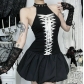 Dark Gothic style halter neck strappy vest dress New fashion personality street dress for women