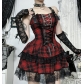 Dark Gothic style light music girl plaid dress 2025 new sexy hot girl plaid skirt female
