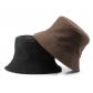 Direct selling double-sided bucket hat embroidery printing men and women solid color flat top bucket hat bucket hat