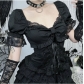 Dark Gothic subculture strappy girl shirt 2025 new sexy hot girl versatile top