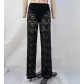 European and American style summer hot selling new products sexy versatile lace see-through high waist stitching long straight pants women's pants