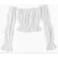 2025 Renaissance Medieval Women's Off-the-shoulder Ruffle Trim Puff Long Sleeve Tube Top Navel Shirt Top