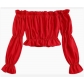 2025 Renaissance Medieval Women's Off-the-shoulder Ruffle Trim Puff Long Sleeve Tube Top Navel Shirt Top