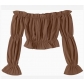 2025 Renaissance Medieval Women's Off-the-shoulder Ruffle Trim Puff Long Sleeve Tube Top Navel Shirt Top