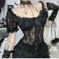 Dark Gothic Lace Tunic Top 2025 New Sexy Slim Palace Retro Tops for Women