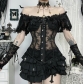 Dark Gothic Lace Tunic Top 2025 New Sexy Slim Palace Retro Tops for Women
